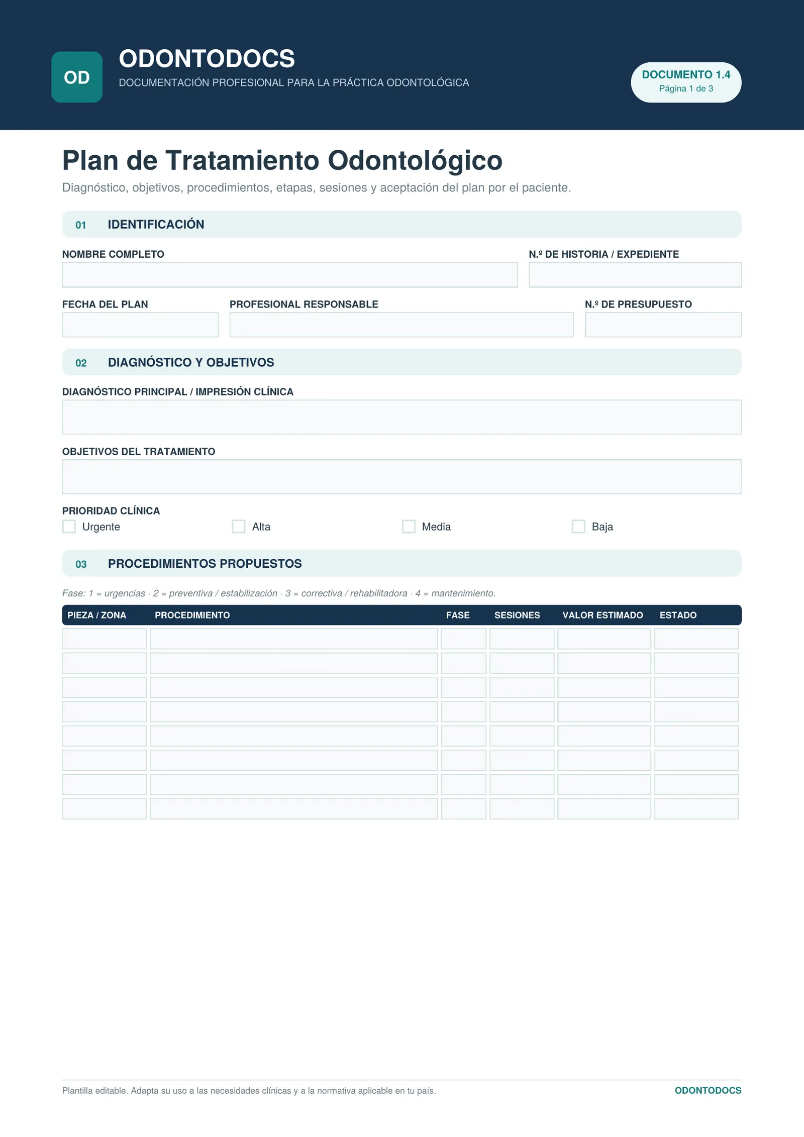 Plan de Tratamiento Odontológico