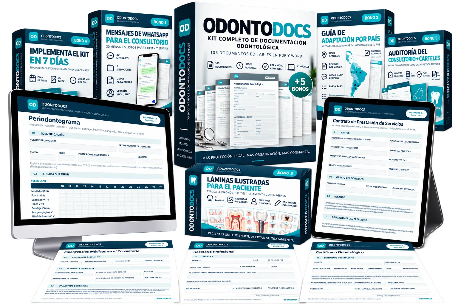 Oferta completa ODONTODOCS: kit de documentos más 5 bonos