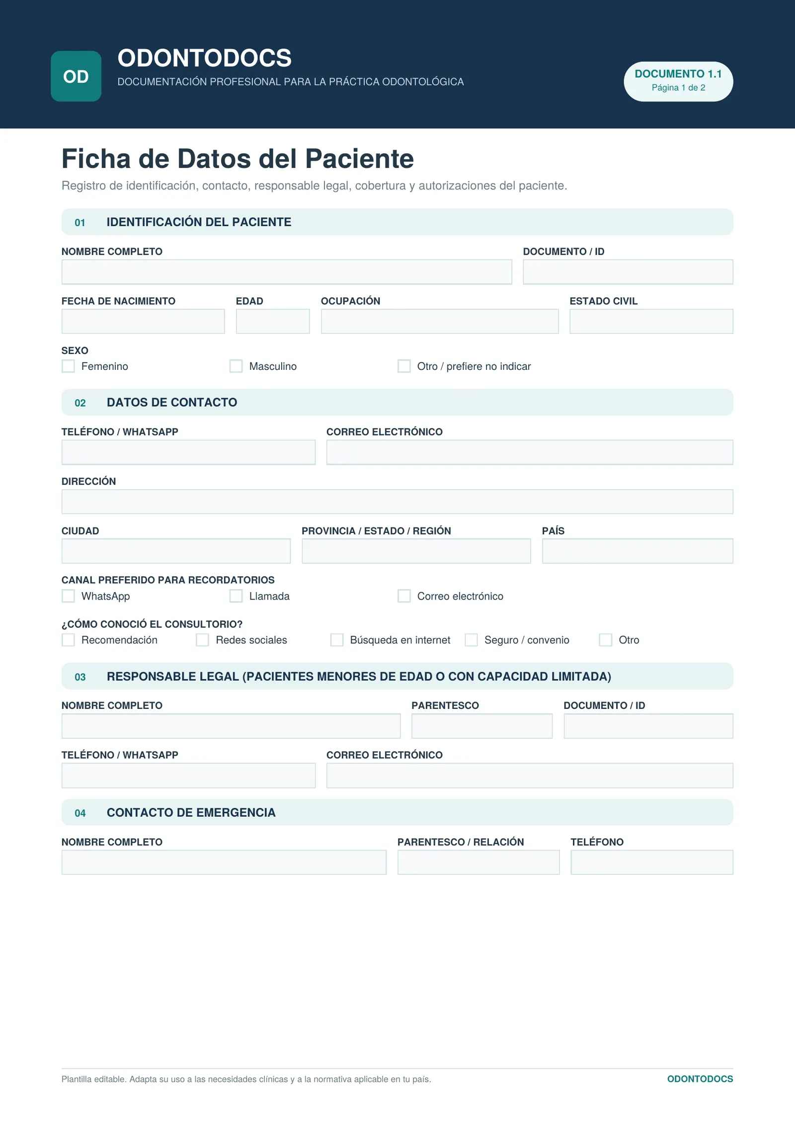 Ficha de Datos del Paciente