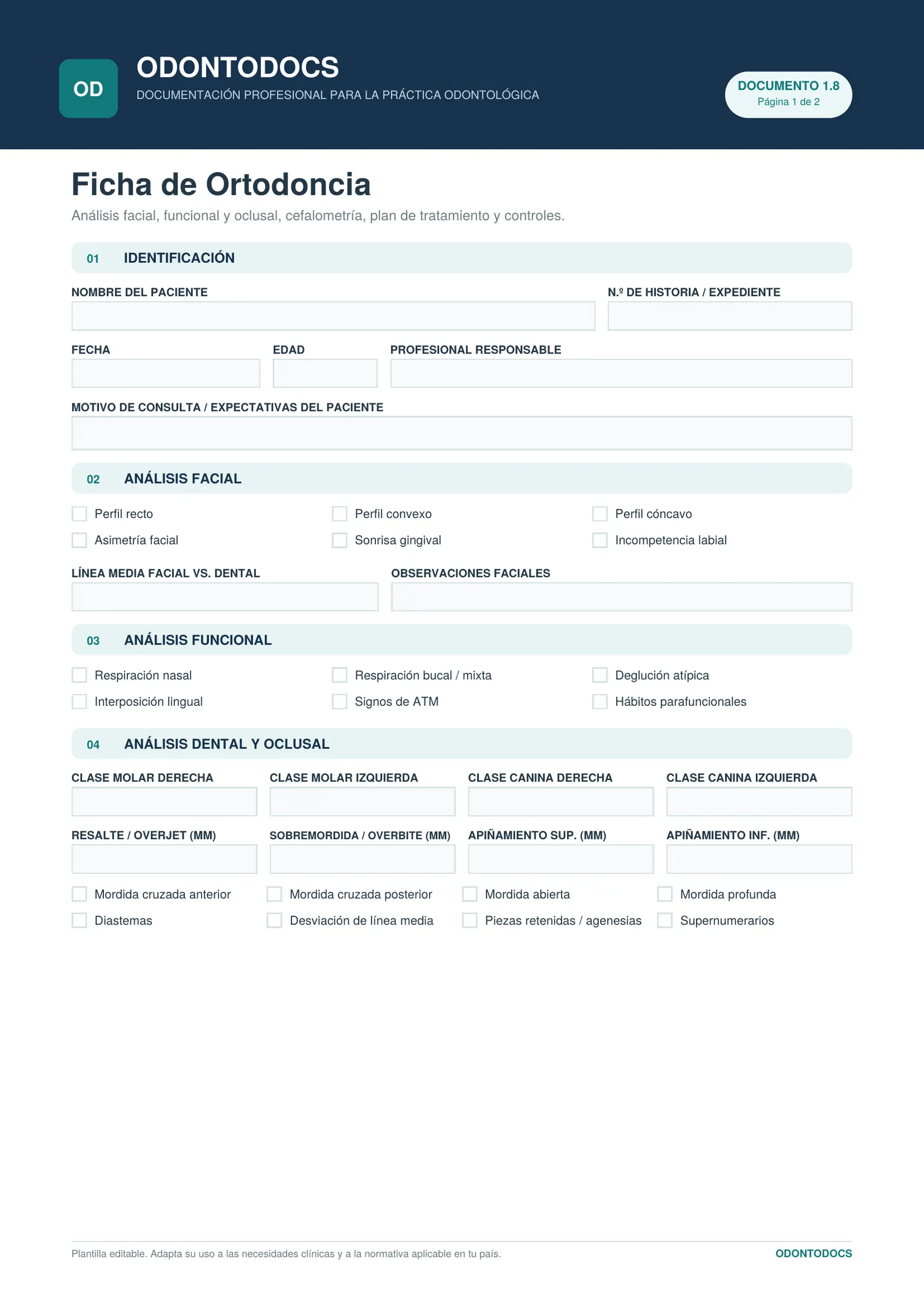 Ficha de Ortodoncia