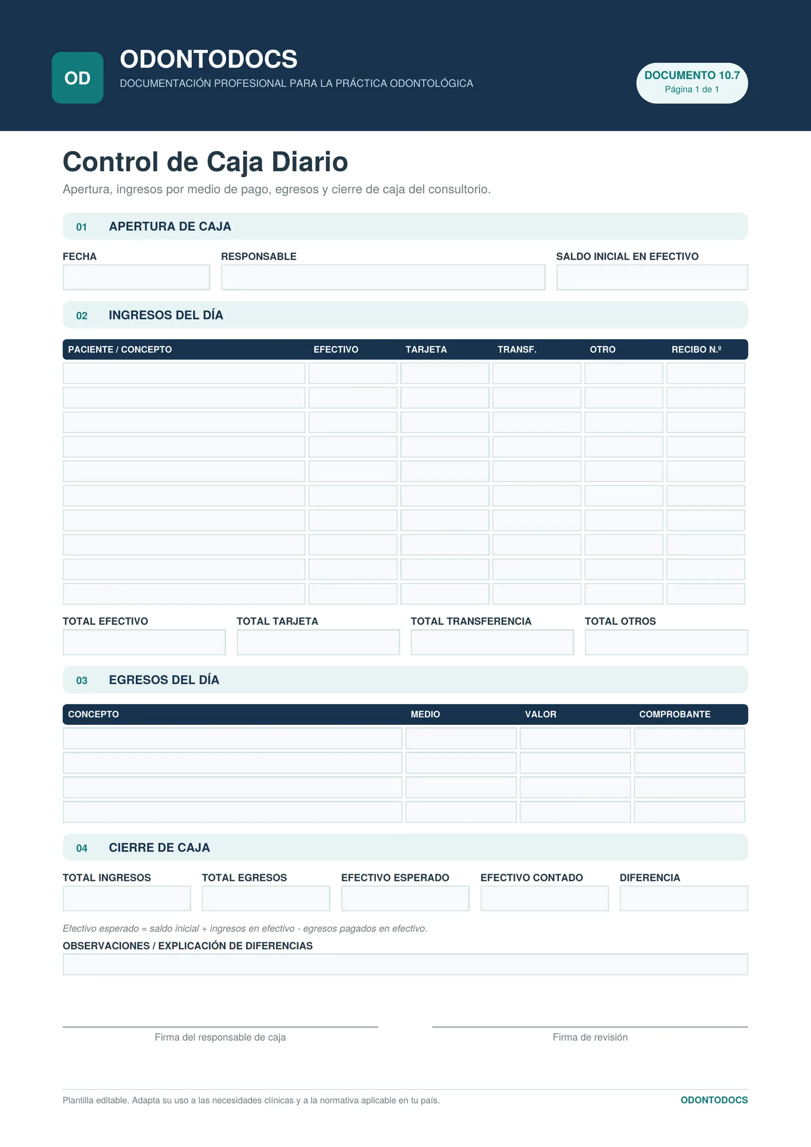 Control de Caja Diario